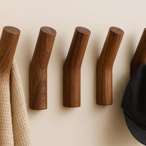 15 Creative Wooden Towel Hooks Natural Walnut Wall Mounted Decorative Single Organizer Pegs For Clothes Coat Hats
