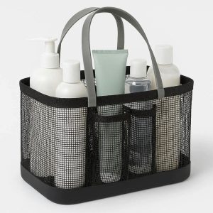 29 Basic Shower Caddy Tote Portable Plastic Mesh Basket With Handles Simple Dorm College Bath Toiletries Organizer